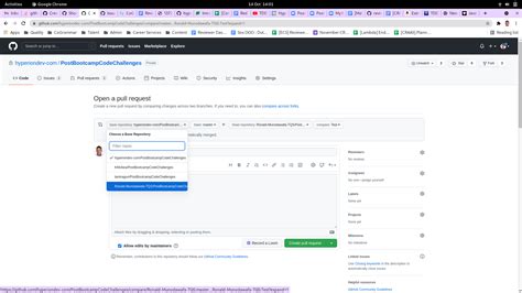 Creating a PR in GitHub 的图像结果