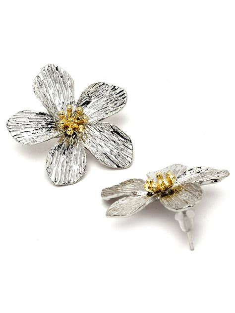 Bohey by KARATCART Silver Plated Stud Silver Earrings for Women