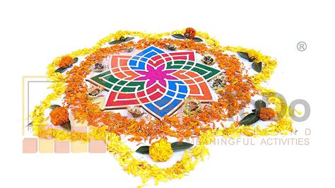 Kolam / Muggulu Pattern Reusable Rangoli Template Mat with Wooden Base ...