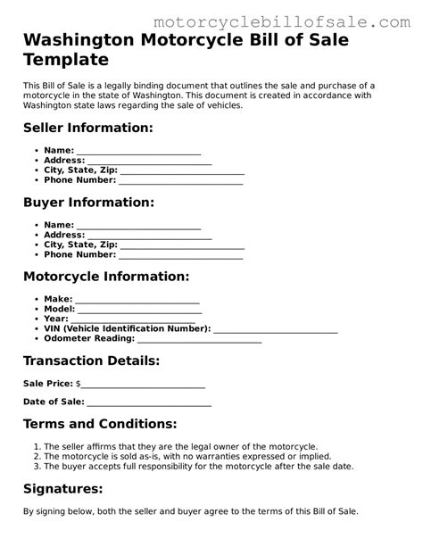 Free Washington Motorcycle Bill of Sale PDF Template • Motorcycle Bill ...