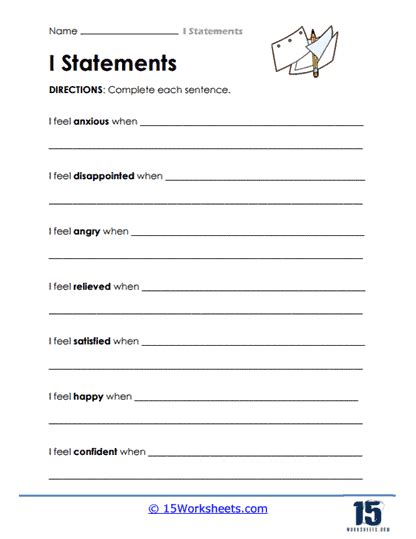 Image result for Communication. I Statements Worksheet