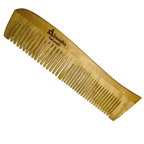Dual Teeth Neem Wooden Comb – Aiswariya Naturals
