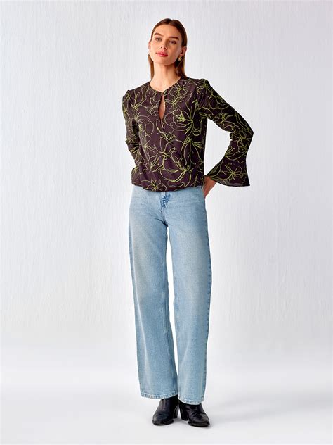 Olive Printed Cut Out Wrap Top