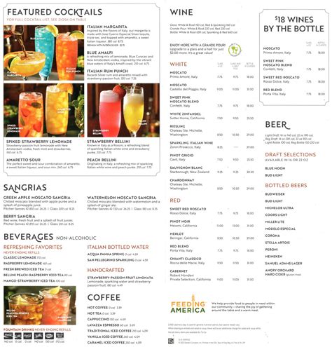 Olive Garden Drinks Menu
