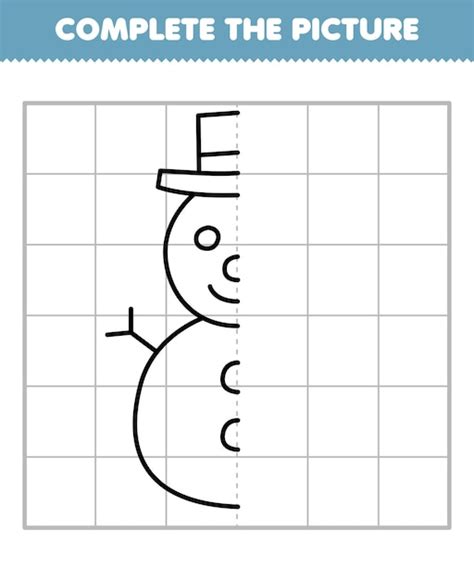 Gra edukacyjna dla dzieci uzupełnia obraz kreskówka pół konturu bałwana ...