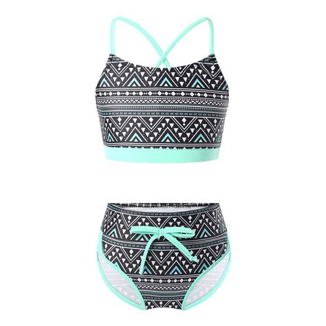 Blue Kids Swimsuits Swimwear Geometric Patterns Ba... – Grandado