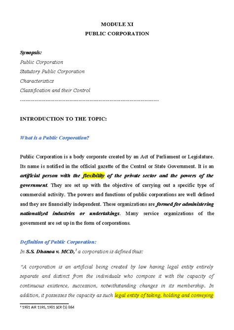 692071 1631943114 - Public corporation - MODULE XI PUBLIC CORPORATION ...
