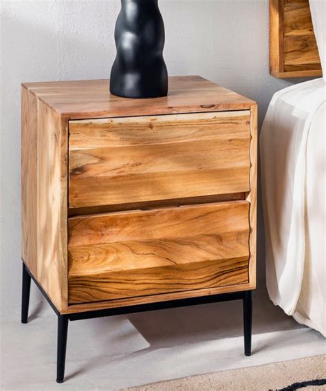 Solid Wood Bedside Table | Handcrafted Mango Wood Nightstand