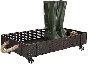 INDIAN DECOR 50901 Industrial Black Metal Rolling Boot Cart 26-Inch ...