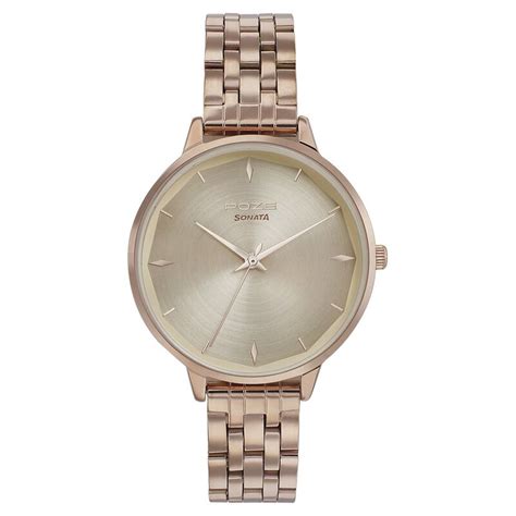Buy Online Poze by Sonata Quartz Analog Pink Dial Stainless Steel Strap ...