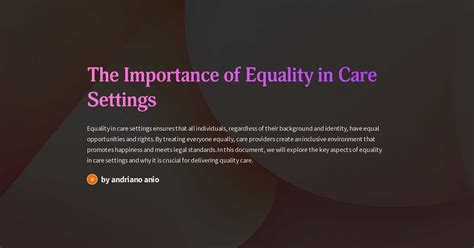 The Importance of Equality in Care Settings