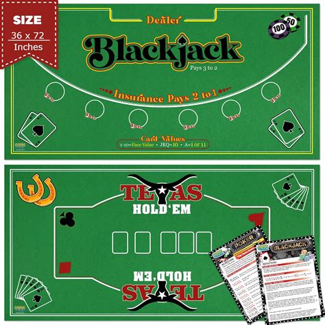 Gamie Double Sided Felt Casino Mat, 36" x 72" for Blackjack & Texas Hold'em, 2-in-1 Poker ...