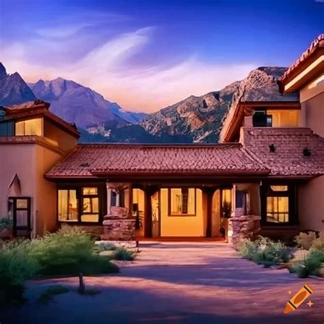 Spanish-style meets mountain craftsman house with lush landscaping on ...