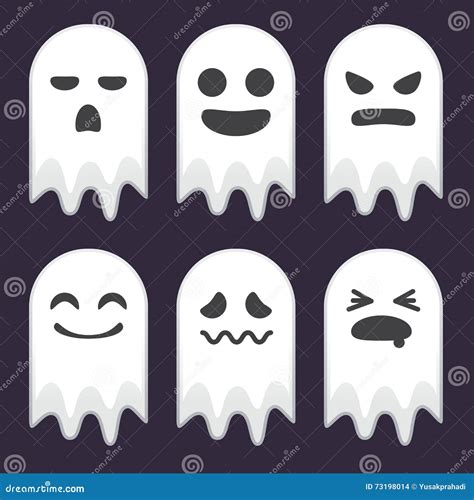Collection of Cute Ghost with Different Face Expression Stock Vector ...