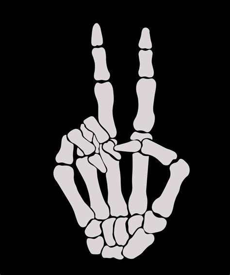 skeleton hand drawing peace sign