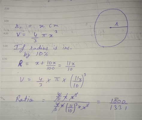 if the radius of a sphere is increased by 10% by how much percent will ...