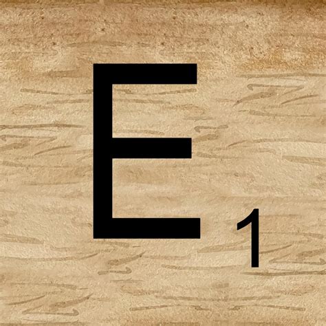 Watercolor illustration of Letter E in scrabble alphabet. Wooden scrabble tiles to compose your ...