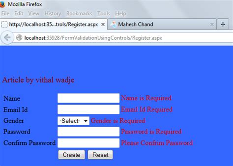 Validation Control in Asp.net Using C Sharp 的图像结果