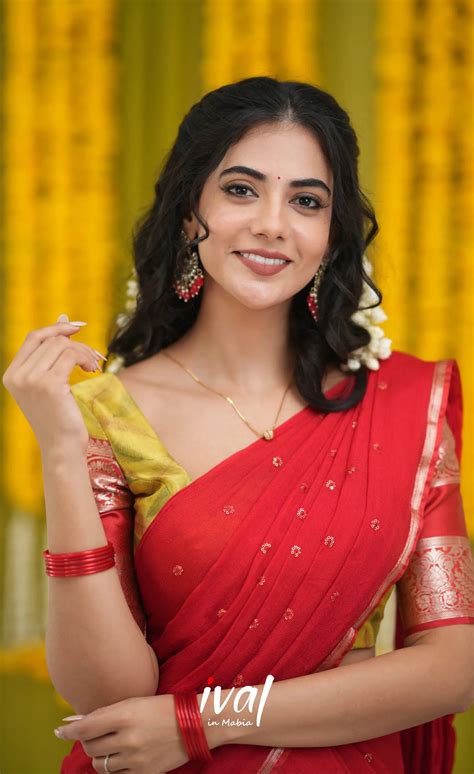 Izhaiyini Organza Halfsaree - Yellow and Red – Ivalinmabia