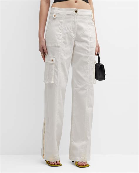FRAME Satin Straight Cargo Pants | Neiman Marcus