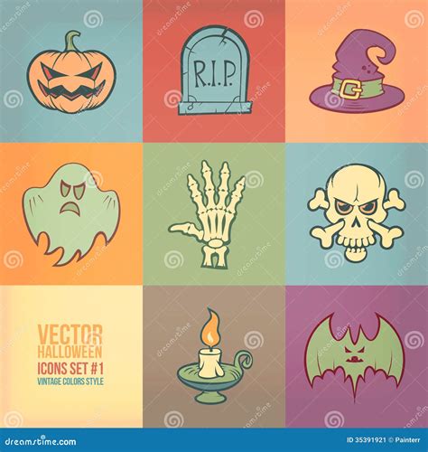 Halloween Vector Icons Set stock illustration. Illustration of scary ...