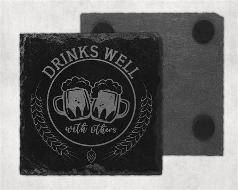 Engraved Bar Slate Coasters - BEER WHISKEY RUM VODKA! | Shop Sentosa