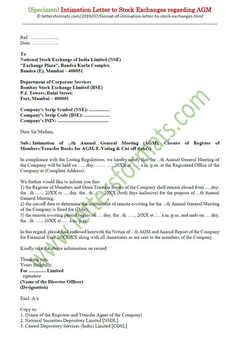 Image result for Intimation Letter Format