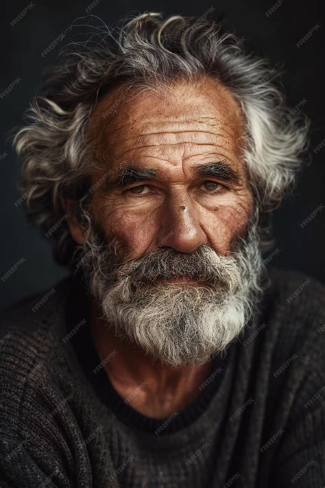 Premium Photo | Portrait of an old man with grey beard and mustache on ...