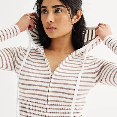 Juniors' Harper & Ivy Zip Up Sweater Hoodie