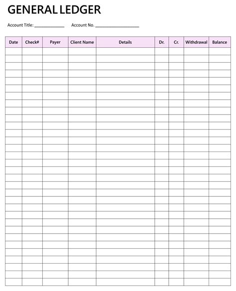 Printable Ledger Template - Social Media Template