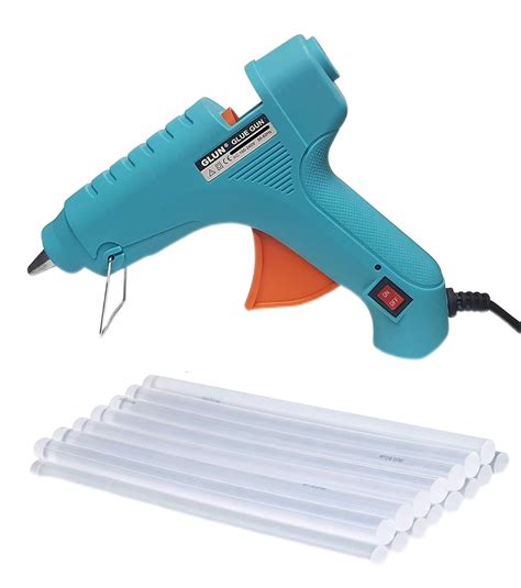 GLUN 80 WATT Turquoise Glue Gun with 15 TRANPARENT Sticks : Amazon.in ...