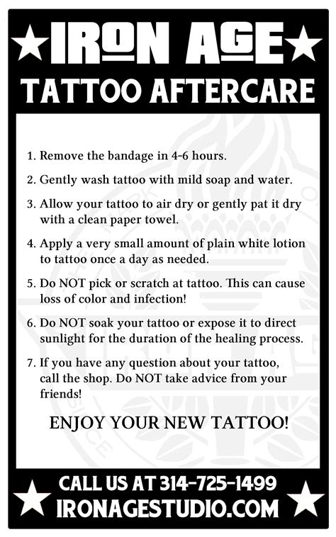 Tattoo aftercare instructions printable - Bronctattooaus.com