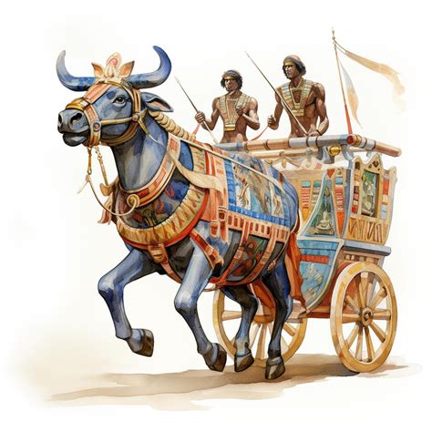 Premium AI Image | Ancient Egypt oxen pulling wagon