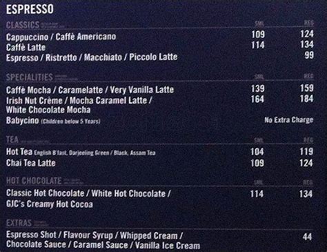 Menu at Gloria Jean's Coffees, Thane, Viviana Mall