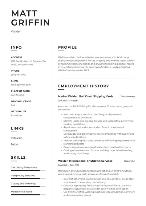 18 Free Welder Resume Examples & Guide | PDF | 2023