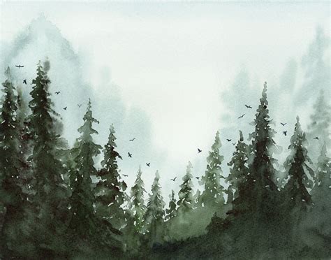 Pine Tree Forest Painting