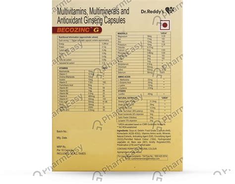 Buy Becozinc G Strip Of 10 Capsules Online at Flat 15% OFF | PharmEasy