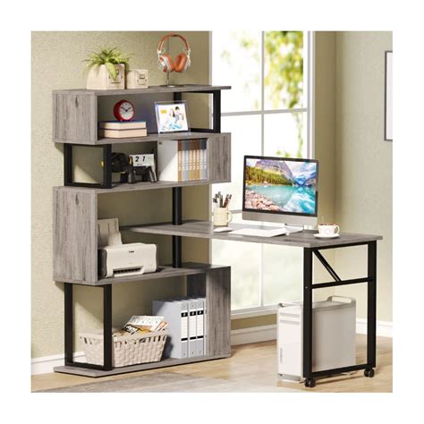 Rotating 5 Shelves Book shelf - Grey - TEKAVO