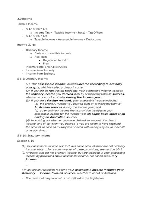 Taxation concepts and assessable income: Weeks 3 and 4 notes - Studocu