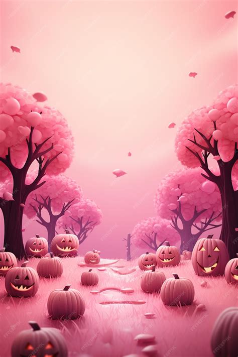 Premium AI Image | a pink fall Halloween image with pink background