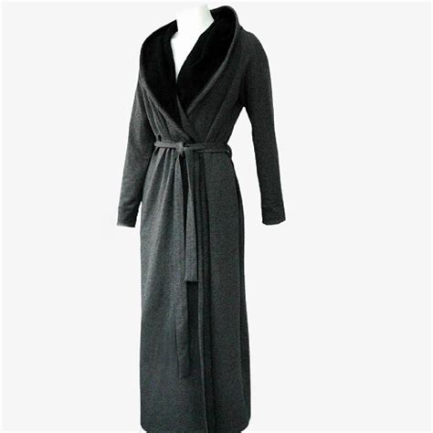 Long grey robe organic cotton | Made in Canada cotton robes for women ...