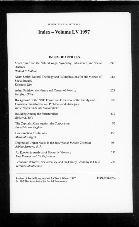 Review of Social Economy 1997: Vol 55 Index : Free Download, Borrow, and Streaming : Internet ...
