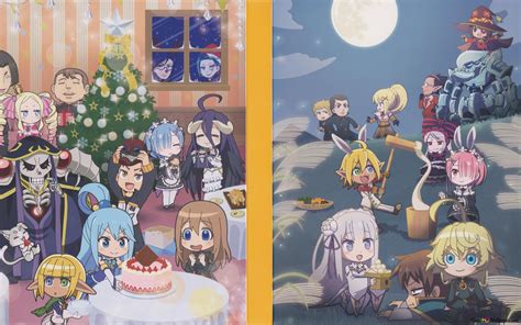 Isekai Quartet Anime Collab 4K wallpaper download