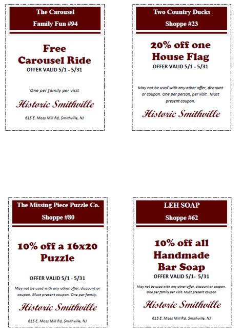 May coupons - Historic SmithvilleHistoric Smithville