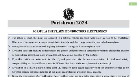 1 Parishram 2024 SEMICONDUCTOR ELECTRONICS Formula Sheet - Studocu