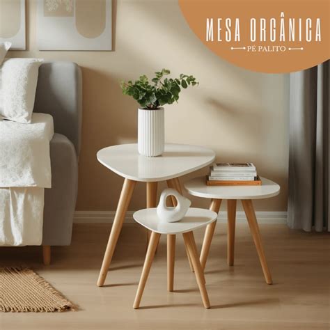 Trio Set Of Living Room Side Tables Kit With Retro Stick Legs And ...