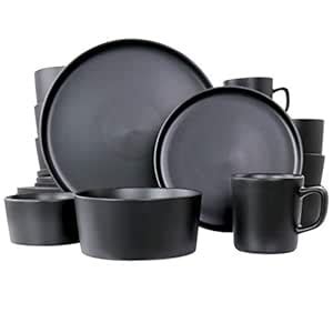 Elama Luxmatte Contemporary Dinnerware Set, 20 Piece, Black : Amazon.in ...