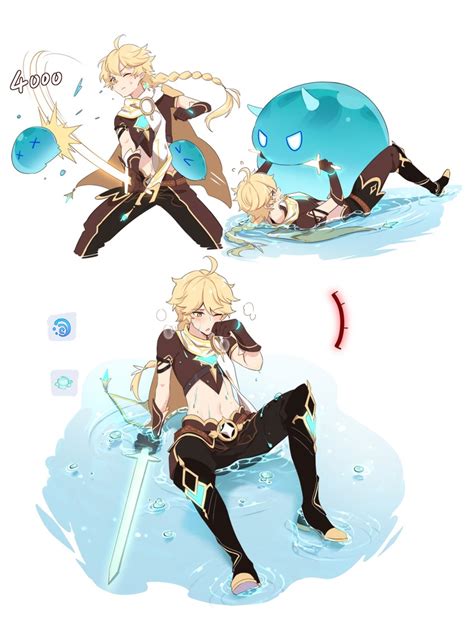 aether and slime (genshin impact) drawn by hei_lang | Danbooru