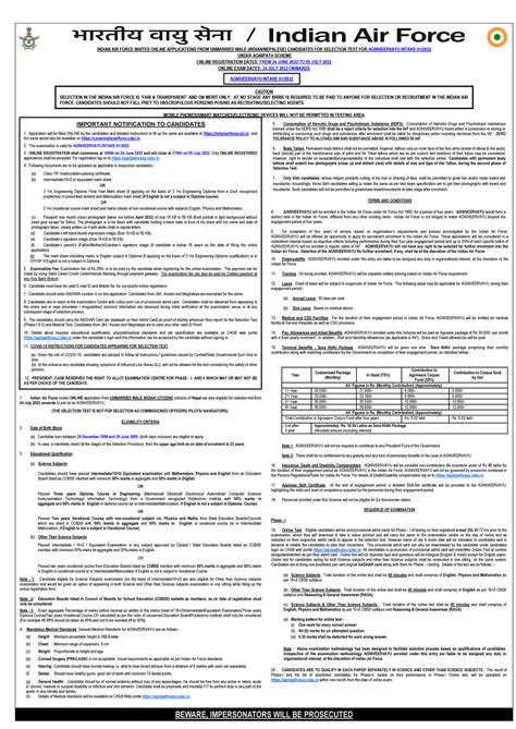 Agniveervayu - It's admission note - INDIAN AIR FORCE INVITES ONLINE ...