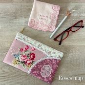 （PN-19)【ポーチ】外ポケット付 銀行用 通院用 母子手帳 おしゃれ小物 薔薇小物 ローズ雑貨 | 薔薇柄＊小物 Roses map